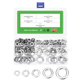 sourcing map 160Pcs 1/4" 5/16" 3/8" 1/2" 5/8" 304 Stainless Steel Split Lock Washer Kit for Screw Bolts Machinery