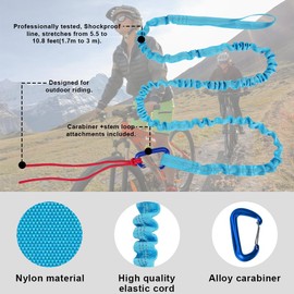 URAQT Tow Rope Bicycle Children, 3 Metre Tow Rope Children Self-Retracting Load Capacity 500 lbs Elastic Recovery Tow Strap Tow Strap for Children Bicycle MTB or Mountain Bike Blue