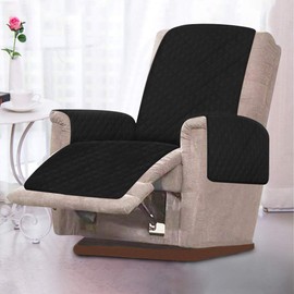 JTWEB Armchair Protector Relax with Non-Slip 1-Seater Chair Protector Sofa Throw with 2.5 cm Widths Adjustable Straps (Black)