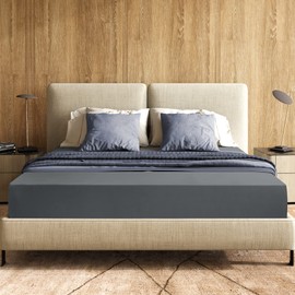 PiccoCasa Fitted Sheet, Brushed Microfibre Box Spring Bed Sheet, Soft Fitted Sheet, Suitable for Mattresses with a High 35 cm, Dark Grey, 160 x 200 x 35 cm