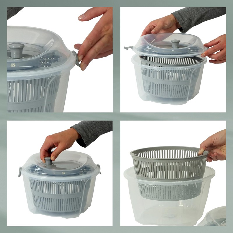 kela Salatschleuder Mailin PP-Kunststoff grau 17,5cm 24,5cmØ 4,4l, 24,5x24,5x17,5 cm