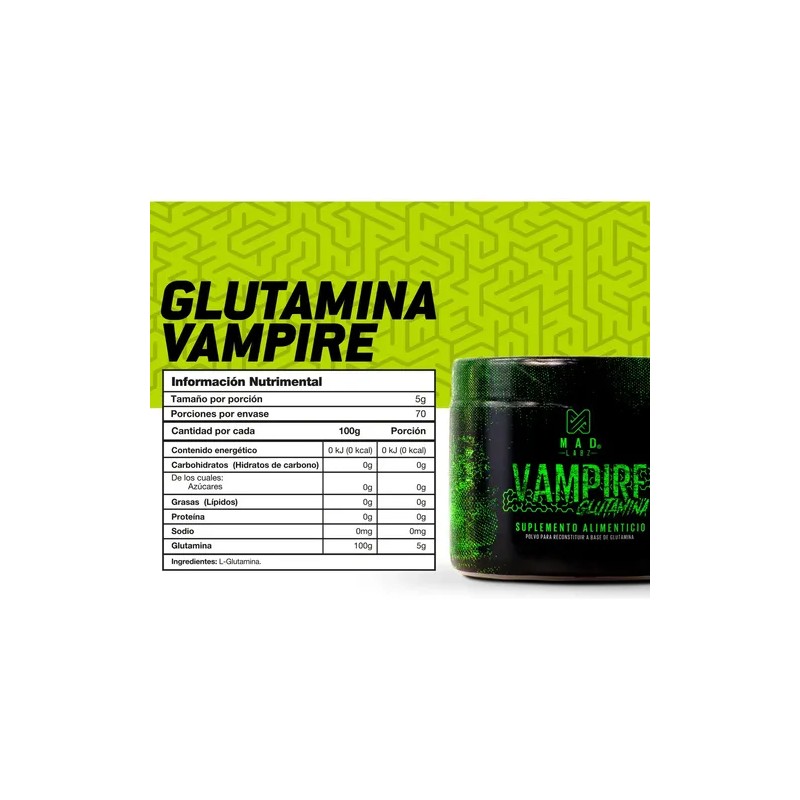 L-glutamina Mad Labz | 350g | 70 Servicios | 100%