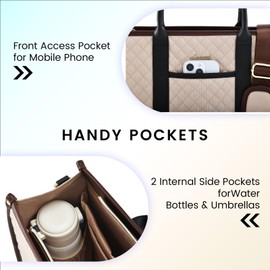 LOVEVOOK Laptop Bags for Women, 15.6 inch Waterproof Work Tote Bag with Clutch, Professional Teacher Computer Purse Lightweight Shoulder Bag Travel, Apricot Chocolate Black