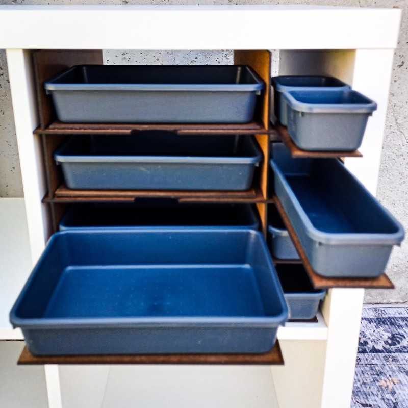 8-Section Insert with Slide-Out Bins, Compatible with IKEA KALLAX Shelf