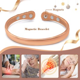 JEROOT Copper Bracelets for Women, Magnetic Bracelets for Women, 99.99% Pure Copper Cuff Bangle with 3500 Gauss Magnets, Turquoise, Vintage Flower Collection