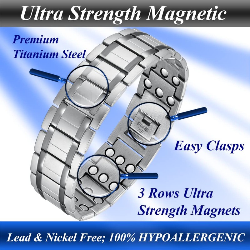 Vicmag 3X Magnetic Bracelet Men Titanium Steel Bracelet Ultra Strength