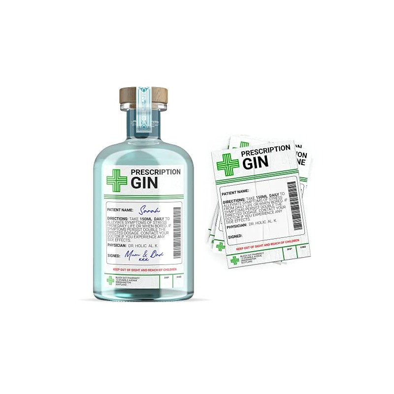 Gin Prescription Medical Alcohol Bottle Gift Funny Drinks Sticker (1)