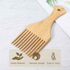 VOCOSTE 1pcs Hair Pick, Wooden Hair Pick, Wooden Pick for Beard, Afro Pick Wood for Women, Afro Hair Pick Suitable for Coarse, Fine, Curly, and Thick Hair Wood Color 7.17"x3.07"