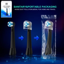 [Upgraded 2025] AmuLumon 4-Pack Ultra-Soft Toothbrush Heads for Oral-B iO Series (iO3/iO4/iO5/iO6/iO7/iO8/iO9/iO10) – Gentle Gum Care, Hygienic Travel-Ready Replacement Brush Heads (Black, 4PACK)