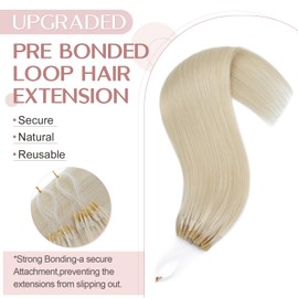 SEGO U Tip Hair Extensions Human Hair, Keratin Bonded & Loop Hair Extensions, K Tip Hot Fusion for Silky Straight Highlights, 1g per Strand, 50 Strands/50g, 16" Platinum blonde