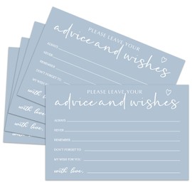 ZSHFMY 25 Advice and Wishes Cards, Minimalism Blue Fill-In Advice Cards for Bridal Shower Wedding Birthday Party Baby Shower Graduation Party, Well Wishes Card for Mr & Mrs Adults, Party Supplies -09
