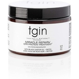 tgin Miracle RepaiRx Curl Protein Reconstructor for Curly, Coily, and Wavy Hair, with Biotin and Black Castor Oil, Nourishes and Restores Damaged, Color-Treated Hair, 12 oz