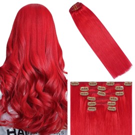 WindTouch Clip in Hair Extensions 85g Red Hair Extensions Thicker Clip in Hair Extensions 7pcs Red Hair Extensions Clip in 18 inch Soft Straight Red Clip in Hair Extensions