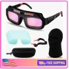 Tellegloww Solar Auto-Darkening Welding Glasses Set w Replacement Lenses for