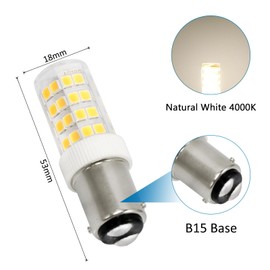 SCNNC B15 LED Sewing Machine Bulb 5W 220-240V, 500LM Small Pygmy Bayonet B15 LED Natural White 4000K, SBC B15d LED Bulb For Sewing Machine, Refrigerator, Cooker Hood, Appliance Lamps, Pack of 2