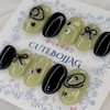 Olive Wire Art Handmade Nail Tips - Square M /