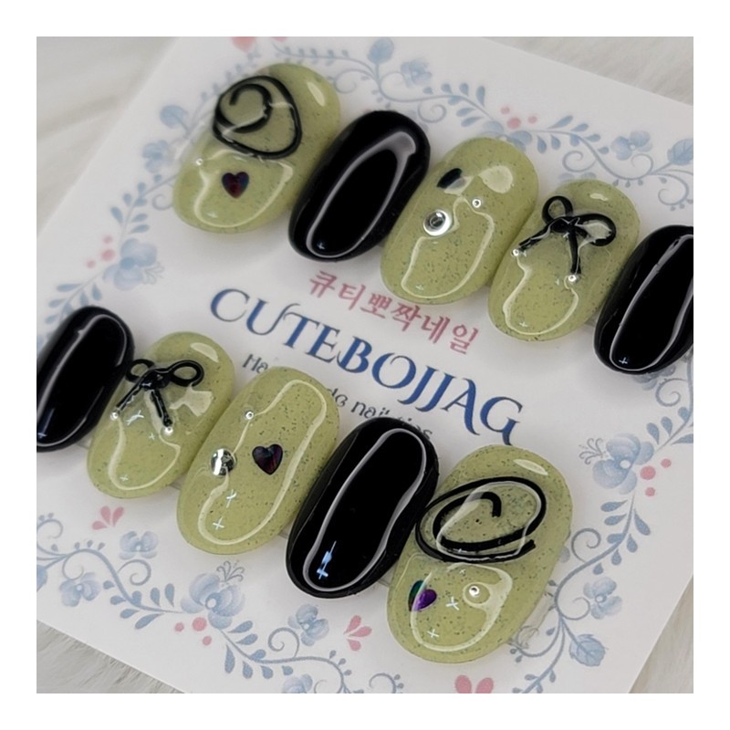 Olive Wire Art Handmade Nail Tips - Square M /