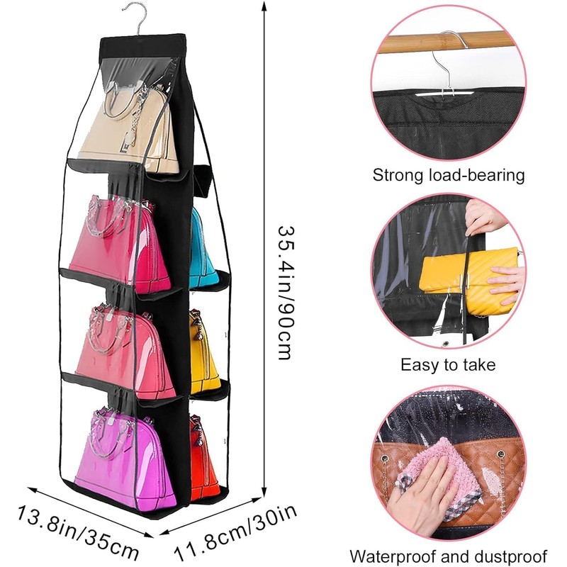 2 Pack Handbag Hanging Organizer, Space Saving Storage Hanger with