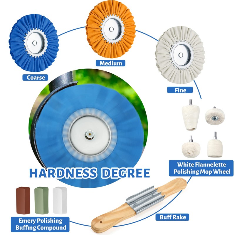 Liliful 12 Pcs 8" Airway Polishing Wheel Kit in Diameter