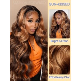 Nadula Honey Blonde Bye Bye Knots Glueless Drawstring Wig Human Hair, 7x5 HD Pre Cut Body Wave Lace Front Wig Pre Plucked Bleached Knots, Pre Everything Glueless Ready to Wear Highlight Wig 18inch