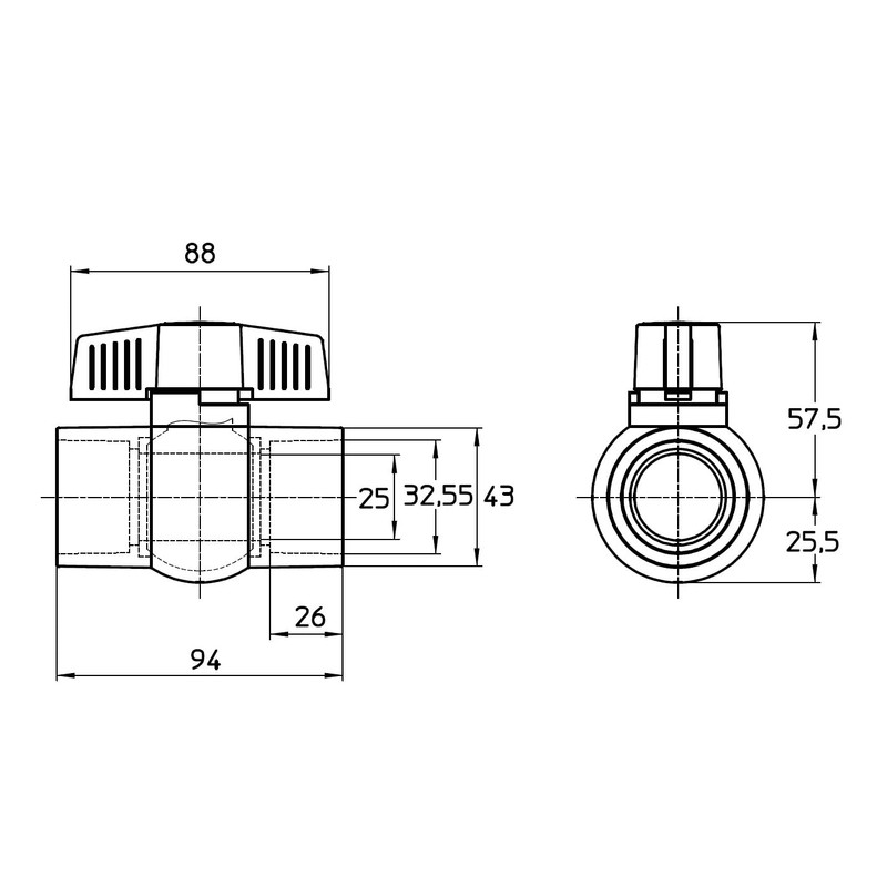 SANEI PVC Ball Valve Resin Irrigation Agriculture Nominal 25 VXH62-25-ZA