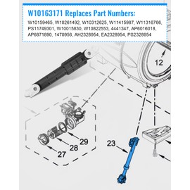 ULXIOM W11415987 W11316766 Washer Shock Absorbers Fit for Maytag Whirlpool Sears, Replace W10163171 W10159465 W10261492 W10312625 PS11749301 4441347 AP6016018 AP6871890