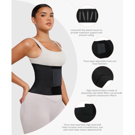 FeelinGirl Workout Waist Cincher Tainer Neoprene Shaper Tummy Slimmer Plus Size Belly Band for Women Black S