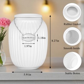 SOITIS Ceramic Cremation Urn for Adult Female Male, 8.27 inch Memorial Urns for Human Ashes, Keepsake for Funeral for Women Men, Decorative Urns for Human Ashes