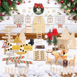 EIKEJI Gnome Door Set, 67 Pieces Gnome Accessories Christmas, Gnome Construction Site, Gnome Door, Complete Set, Elf Door, Gnome Door, Christmas Gnome Set with Baking Set, Advent Calendar, DIY Gift