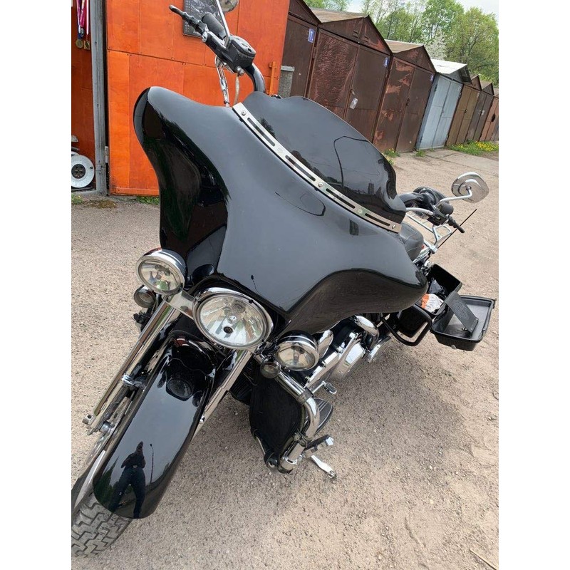 H RUO Black 6 inch Wave Windshield Windscreen for Harley