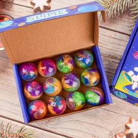 12 Pack Galaxy Slime Balls – Slime Party Favors, Non-Sticky, Soft Slime Kit for Classroom Prizes, Stocking Stuffers, Goodie Bag Stuffers,Easter Basket Stuffers for Kids Boys Girls