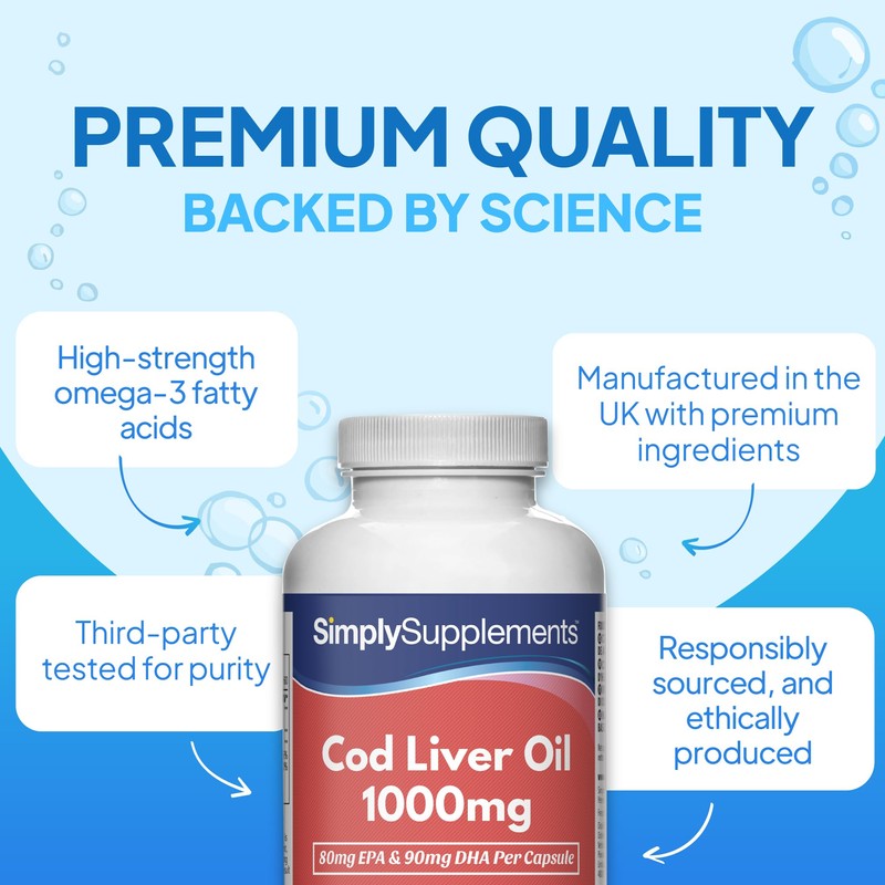 Pure Cod Liver Oil 1000mg | Supports Heart, Brain, Vision