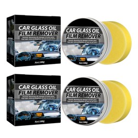 Zcargel Car Cleaning Cream, Universal Car Glass Polishing Degreaser Cleaner Glass Oil Film Removing Paste With Sponge Automobile Windshield Cleaning Paste 2Pcs * 100G