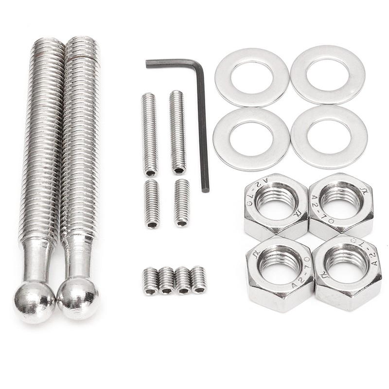 Universal Push Button Billet Hood Pins Lock Clip Kit Aluminum