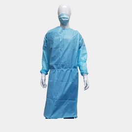 SECURE PLUS Disposable isolation suit with elastic sleeve knitted sleeve, non-woven fabric, fluid resistant, dental, hospital, industrial, white (Blue, Large-10PCS)