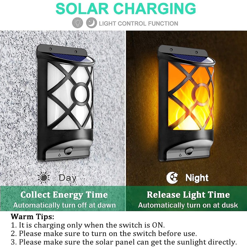 LazyBuddy Solar Flame Lights Outdoor, Realistic 3D Flickering Flames with