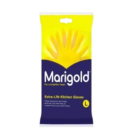 Welari Marigold 3 x 1pair Extra Life Kitchen Rubber Gloves Thank You Card Size L Large Cotton Lined Strong Triple Layered Multipurpose Cleaning (3pair) (3pack)
