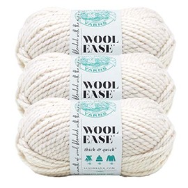 (3 Pack) Lion Brand Yarn 640-308 Wool-Ease Thick and Quick Yarn, 97 Meters, Starlight