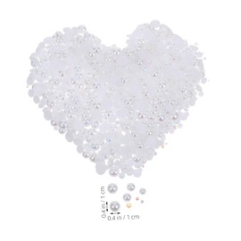 STOBOK Resin Rhinestones Half Round Pearls Nail Gems Flat Back Jewelry Making Beads