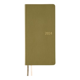 Hobonichi Techo 2024 Weeks [Japanese/Weekly Monthly Planner/Tall and Slim Size/April Start] Leather: Olive Green