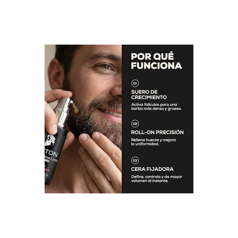 Kit para Crecimiento de Barba con Suero y Cera, Hombre,