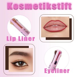 EONFAVE 4-in-1 Makeup Pen, Eyeliner, Brow Liner, Lip Liner & Highlighter Stift, Wasserfester Multifunktionaler Kosmetikstift für Augenbrauen, Eyeliner, Lippenkonturen und Highlighter (02)