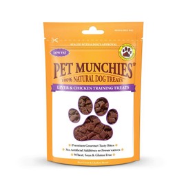 PET MUNCHIES Pet Munchies Liver and Chicken Dog Training Treats, Grain Free Tasty Bites with Natural Real Meat, Low in Fat and High in Protein 50g (Pack of 8)