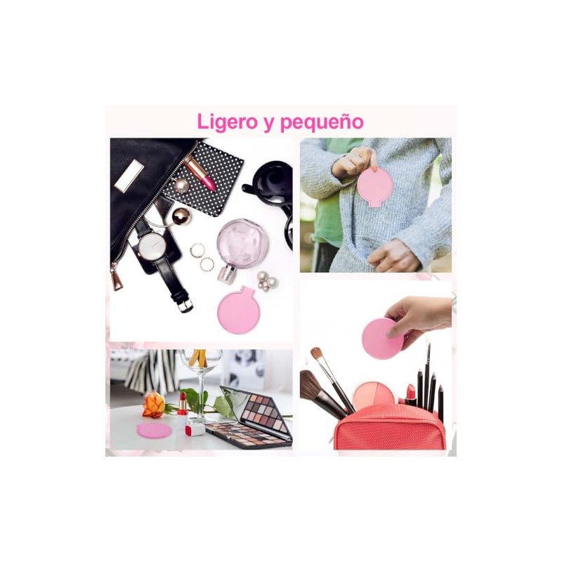 Espejo de Bolsillo, 50 Piezas Mini Espejo para Maquillaje Rosa