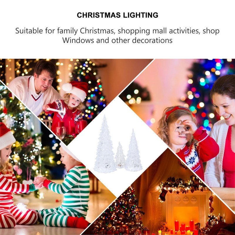 HOMSFOU Lighted Christmas Tree 3pcs Mini Tabletop Acrylic Christmas Tree