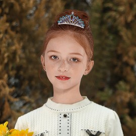 Flyonce Head Crown for Women, Stunning Rhinestone Crystal Cute Crowns for Birthday Party Blue