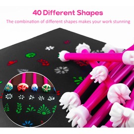 DAFENCHI 40 Shapes Flower Dotting Tools for Mandala Painting, Floral Dotting Pens, Mandala Dot Art Painting Embossing Tool for Rocks, 20 Pens