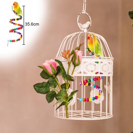 Fhioevt Pack of 7 Bird Toy Parrot Toy Bird Toy Bell Wooden Ladder Bird Swing Colourful Budgies Toy Chew Toy for Cockatiels Parakeets Bird Cage Accessories