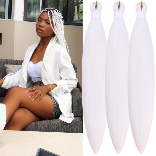 White Braiding Hair Pre stretched Colored Prestretched Hypoallergenic Braiding Hair
