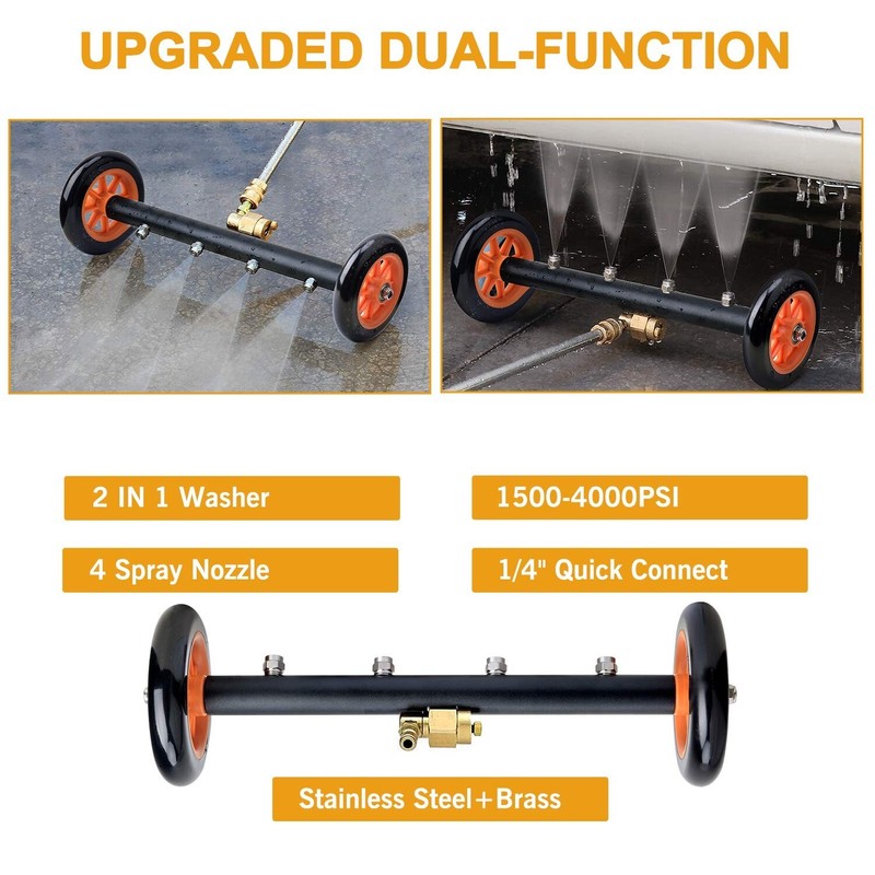 EVEAGE 2-in-1 Undercarriage Pressure Washer Water Broom, 16" Under Car